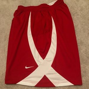 Nike red and white dri-fit shorts